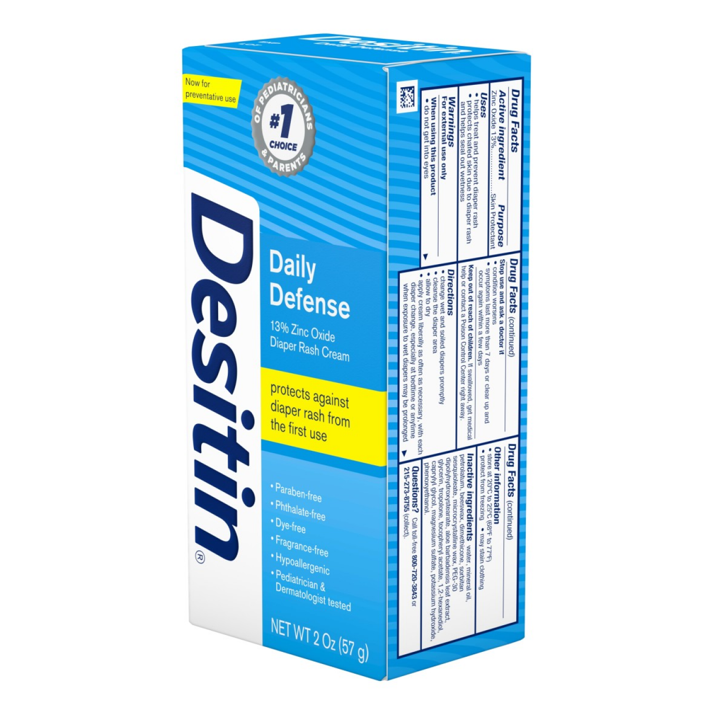 slide 2 of 4, Desitin Daily Defense Diaper Rash Cream, 2 Oz, 2 oz
