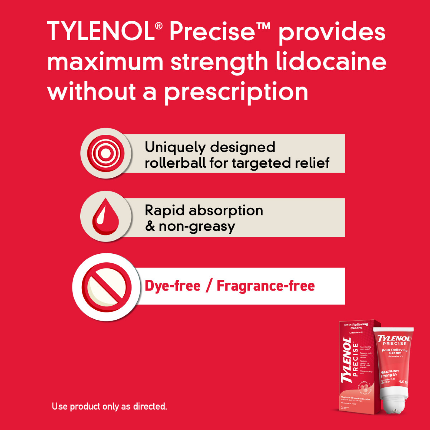 slide 5 of 5, Tylenol Precise Pain Relieving Cream, 4 Oz, 4 oz