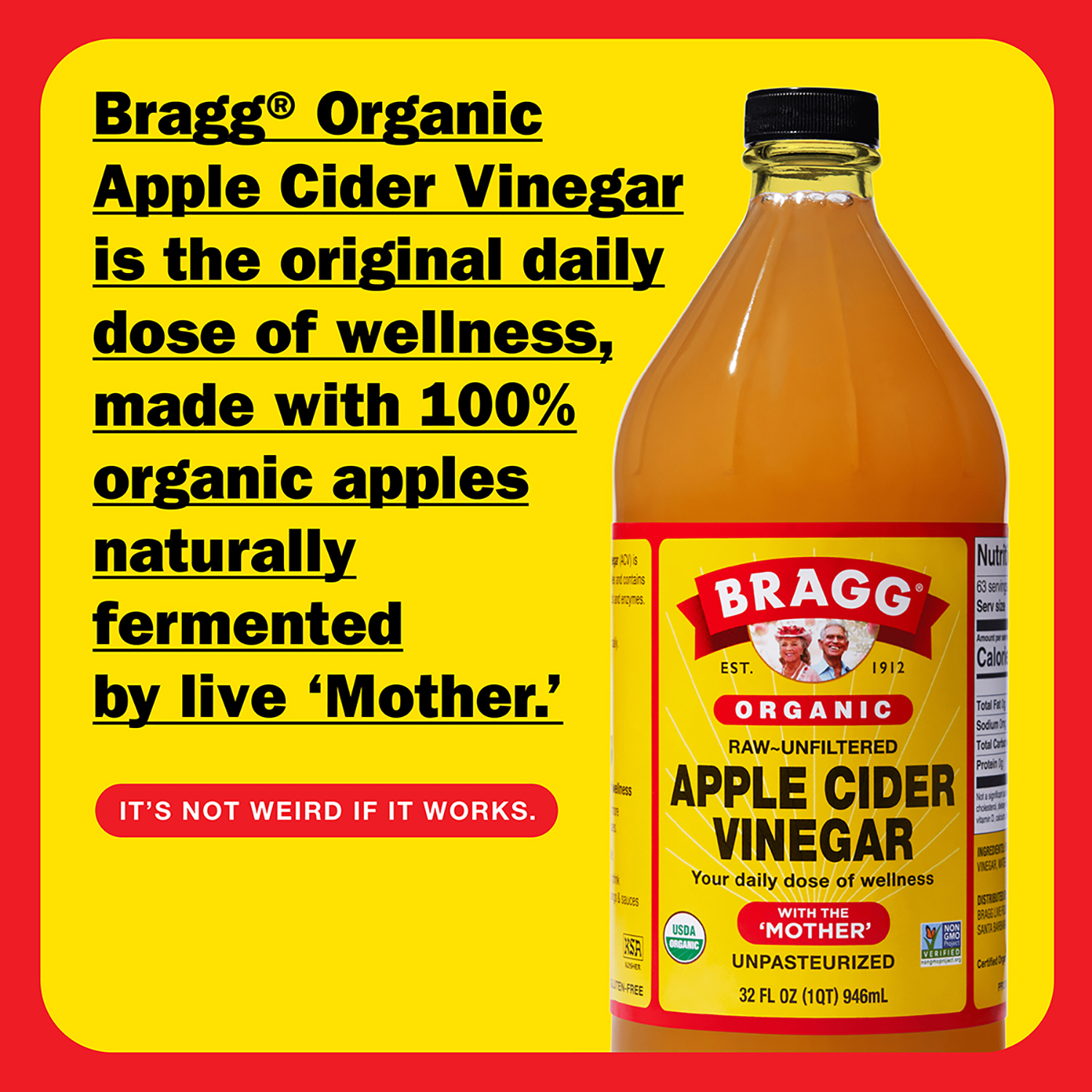 slide 4 of 5, Bragg Organic Raw & Unfiltered Apple Cider Vinegar, 32 oz