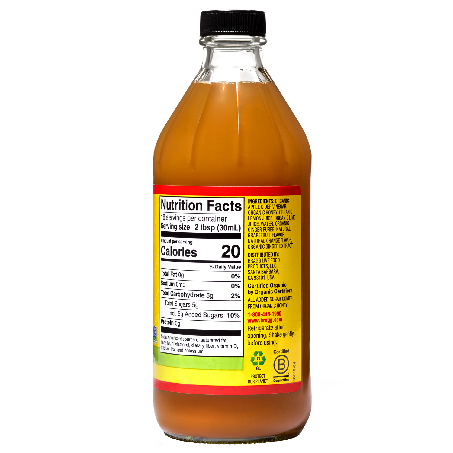 slide 2 of 6, Bragg Organic Citrus Ginger Vinegar - 16 oz, 16 oz