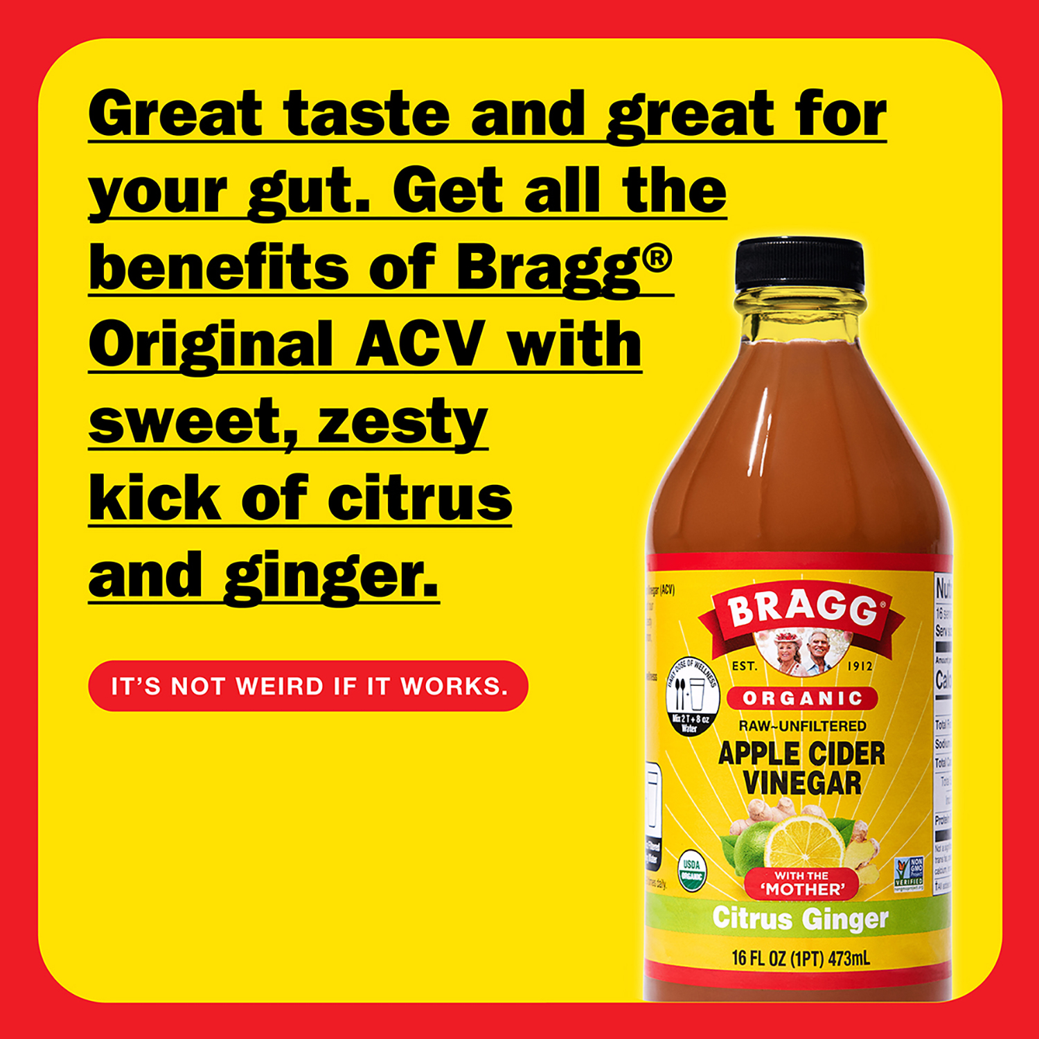 slide 5 of 6, Bragg Organic Citrus Ginger Vinegar - 16 oz, 16 oz