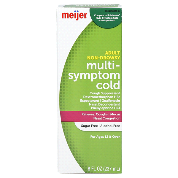 slide 1 of 1, Meijer Adult Multi-Symptom Cold Cough Syrup, 8 oz