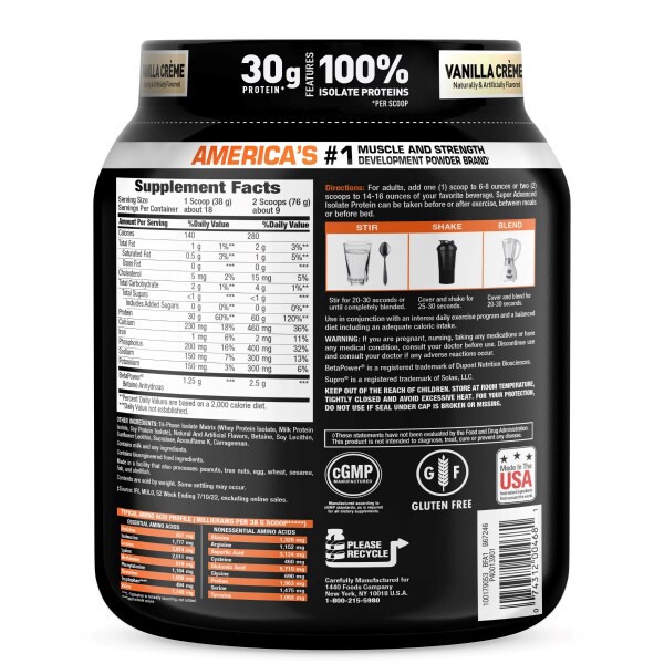 slide 2 of 5, Body Fortress Super Advanced 100% Protein Isolate, Vanilla, 1.33 lb