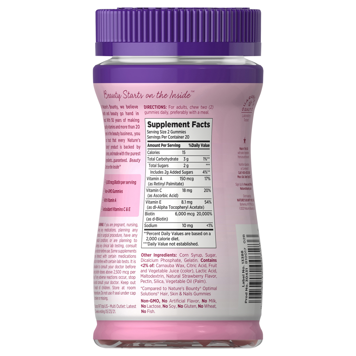 slide 5 of 5, Nature's Bounty Advncd Hair, Skin & Nails Strawberry Gummies, 1 ct