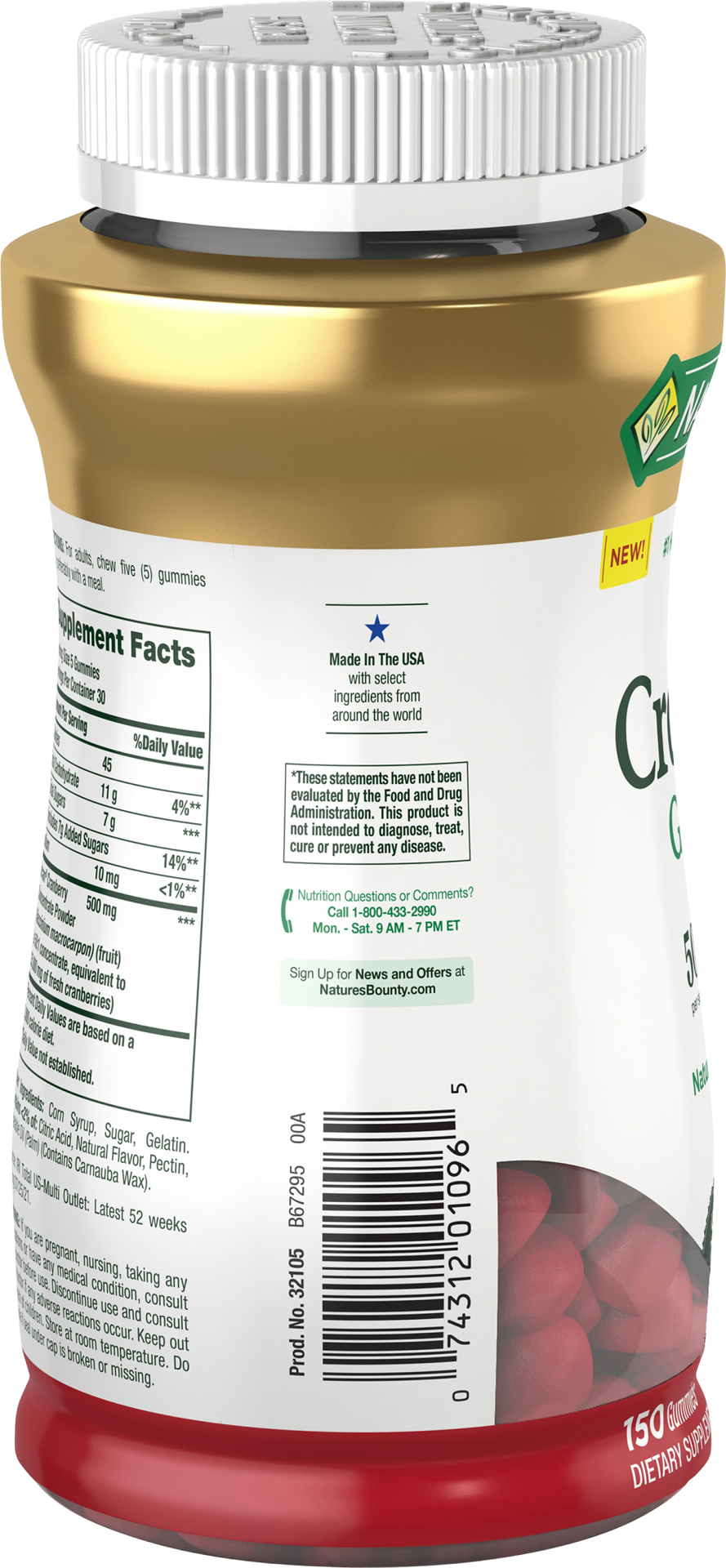 slide 2 of 2, Nature's Bounty Cranberry-Raspberry Flavored Cranberry 150 Gummies, 150 ct