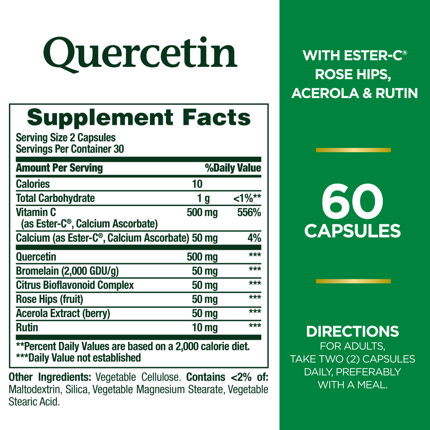 slide 2 of 2, Nature's Bounty Nature’s Bounty Quercetin Immune Support Dietary Supplement Capsules, 500 mg, 60 Count, 60 ct