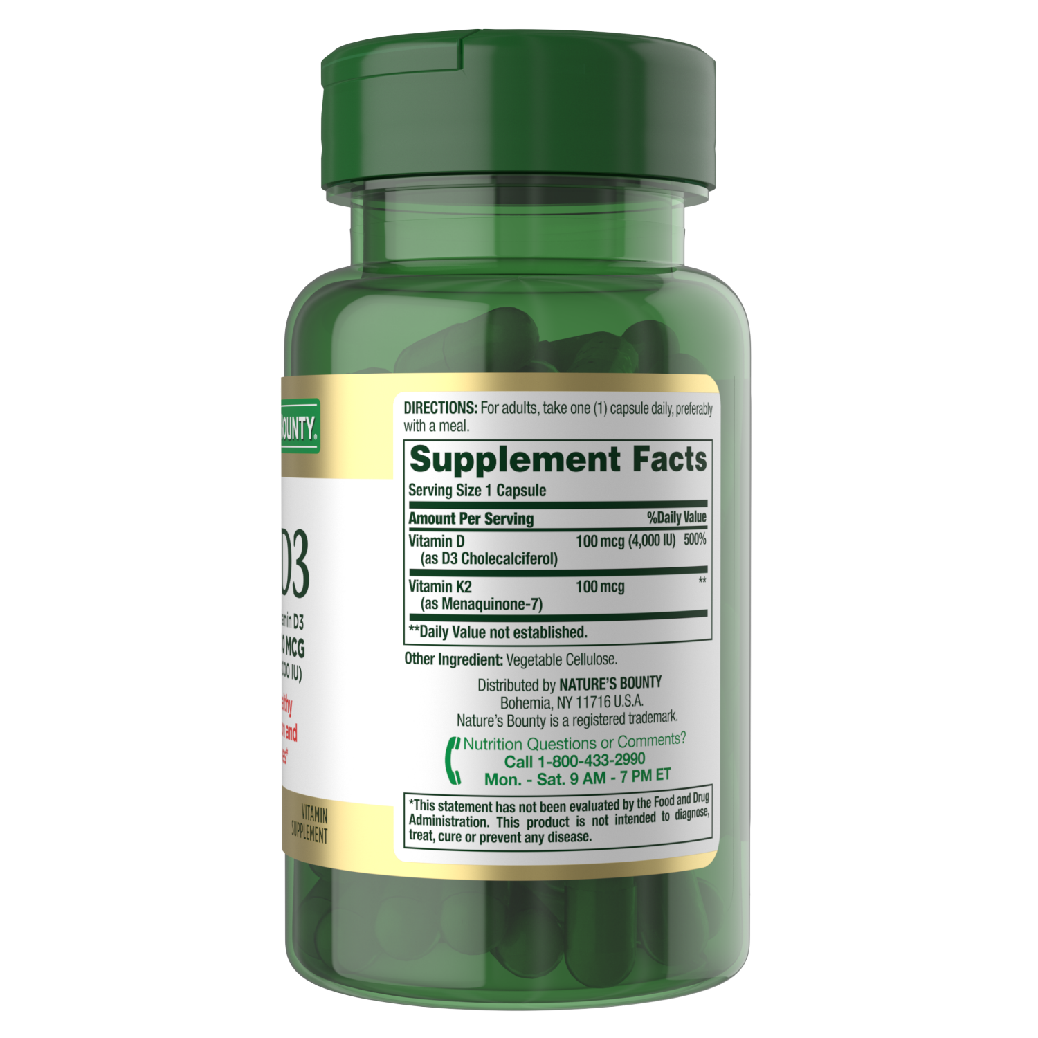 slide 2 of 2, Nature's Bounty NB K2+D3 VALUE SIZE CAPS 60 CT, 60 ct