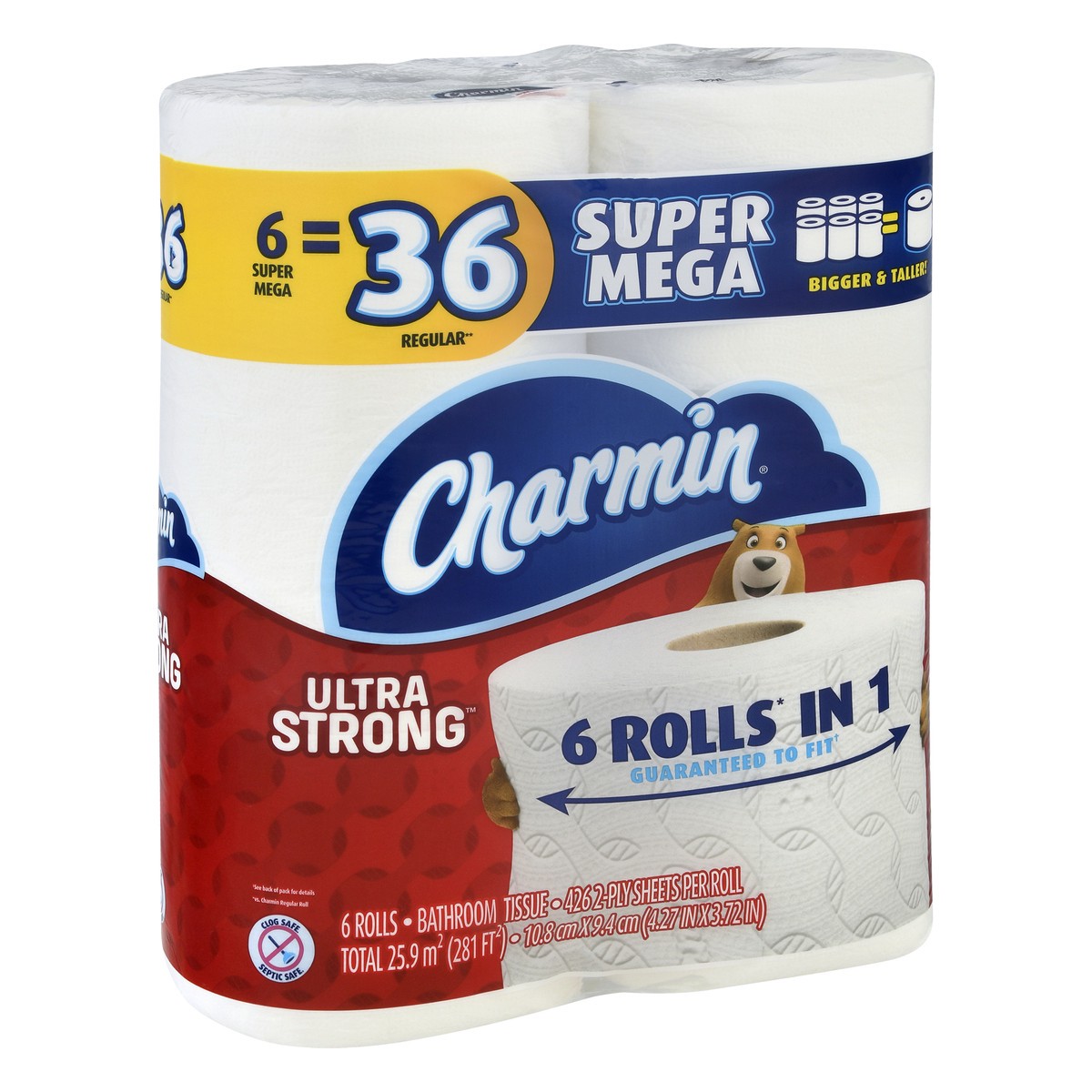 slide 2 of 8, Charmin Ultra Strong Bath Tissue Super Mega 6Ct, 6 ct