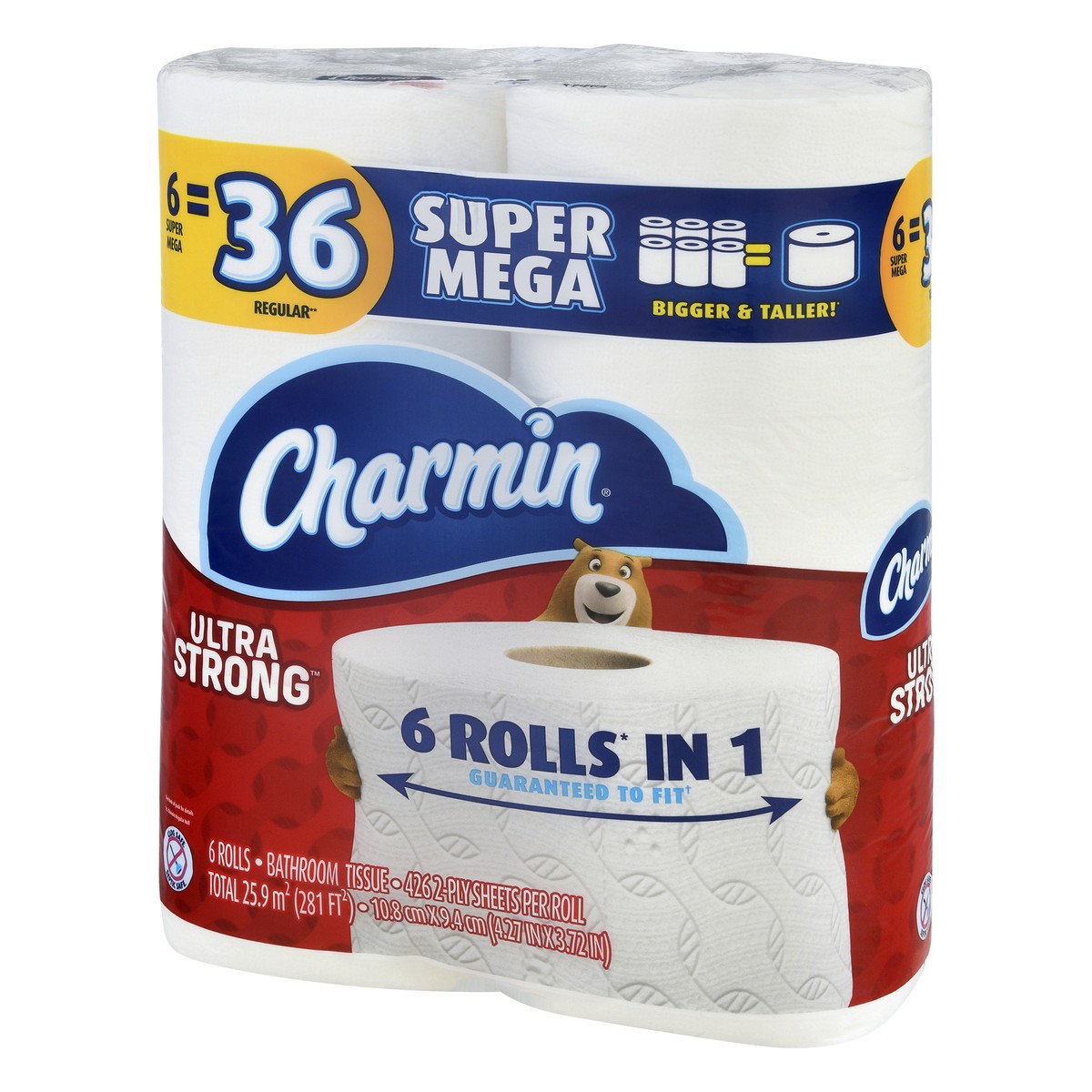 slide 5 of 8, Charmin Ultra Strong Bath Tissue Super Mega 6Ct, 6 ct