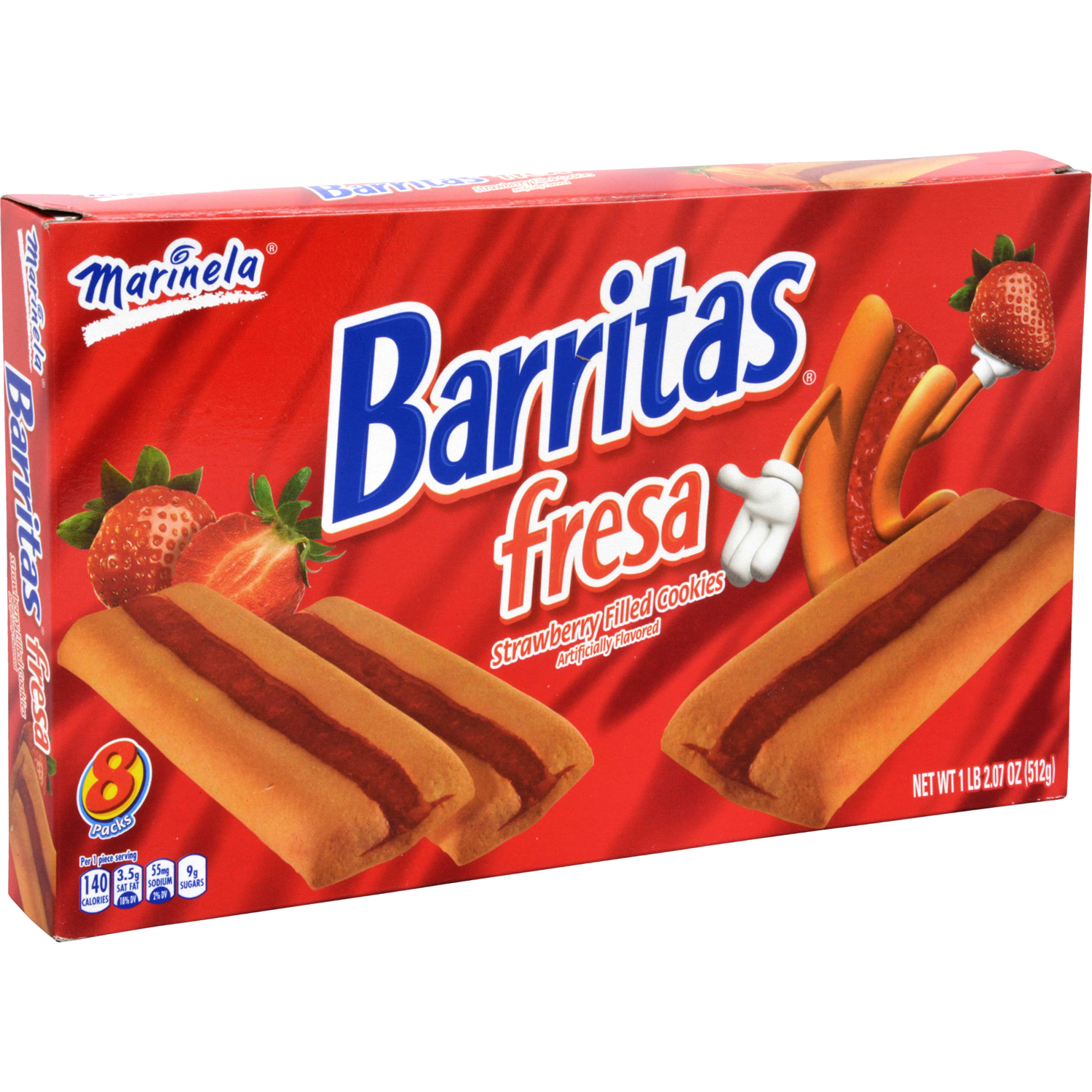 slide 2 of 2, Marinela Barritas Fresa Filled Cookies, 8 packs, 18.88 oz, 8 ct