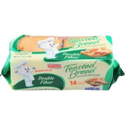 Bimbo Pan Tostado Doble Fibra Double Fiber Toasted Bread, 14 count, 8.82 oz
