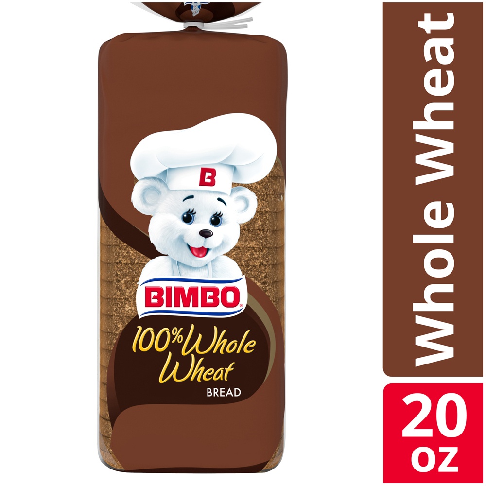 slide 2 of 9, BIMBO BAKERY-DSD Bread 100% Whole Wheat Sliced Large, 1 ct