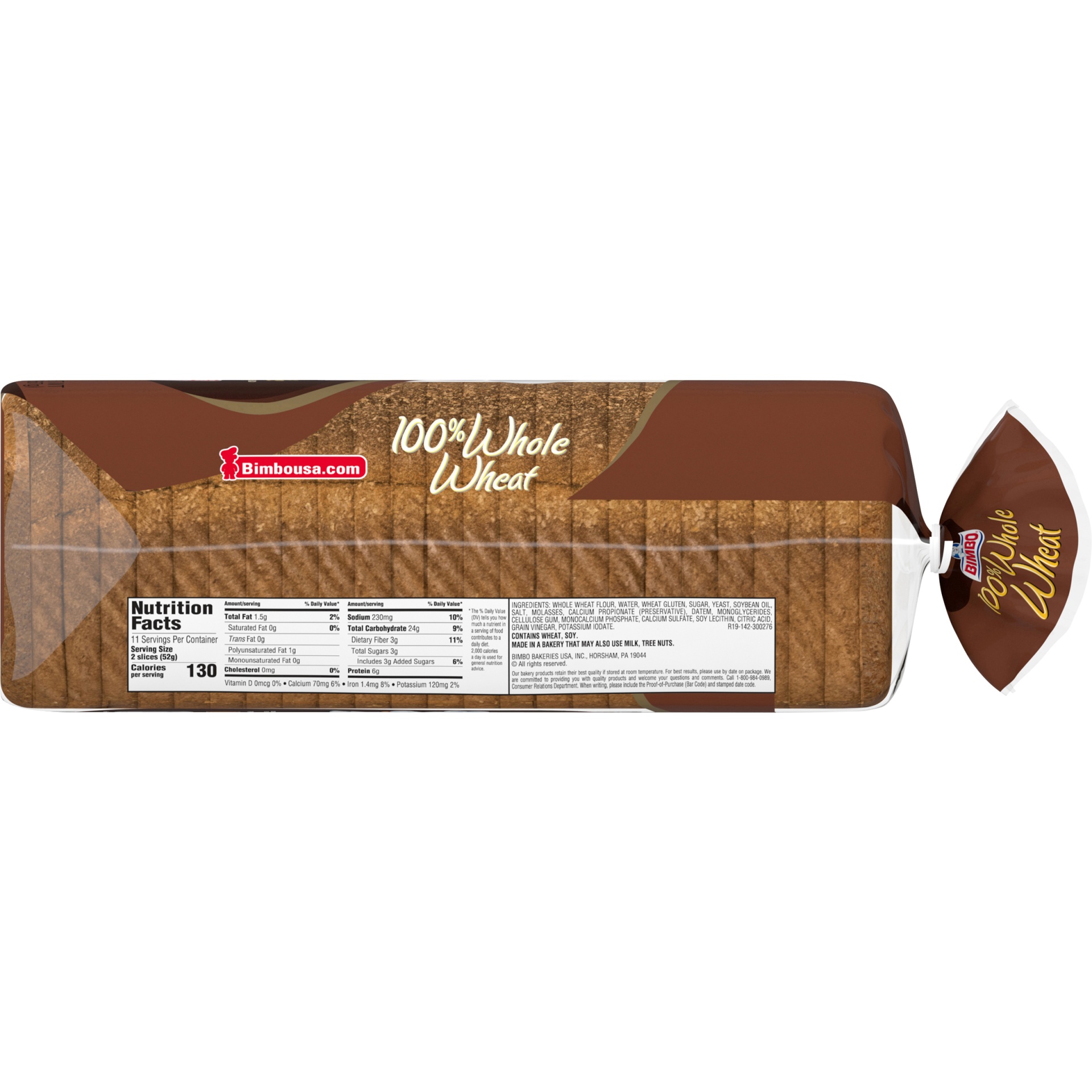 slide 6 of 9, BIMBO BAKERY-DSD Bread 100% Whole Wheat Sliced Large, 1 ct