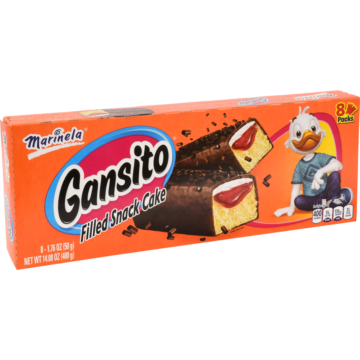 slide 2 of 2, Marinela Gansito Chocolatey Filled Snack Cake, 8 packs, 14.08 oz, 8 ct