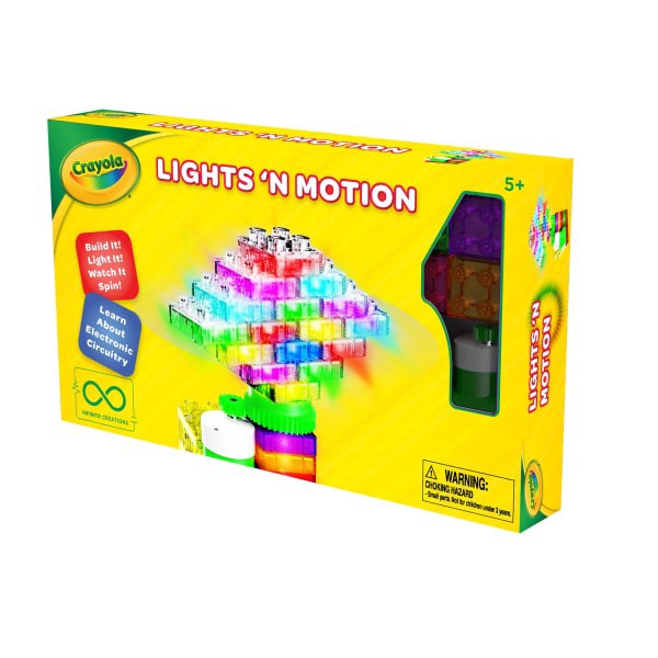 slide 1 of 3, E-Blox Crayola Lights 'N Motion Building Blocks, Assorted Colors, 1 ct