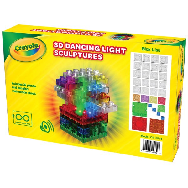 slide 3 of 3, E-Blox Crayola 3D Dancing Lights Building Blocks, Assorted Colors, 1 ct