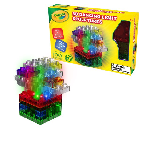 slide 2 of 3, E-Blox Crayola 3D Dancing Lights Building Blocks, Assorted Colors, 1 ct