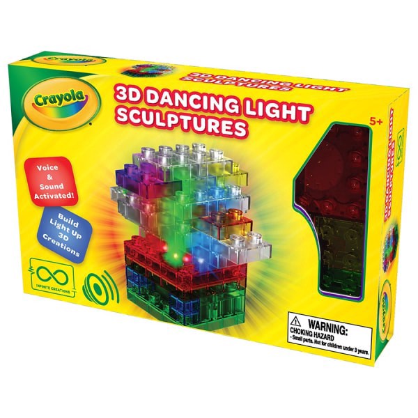 slide 1 of 3, E-Blox Crayola 3D Dancing Lights Building Blocks, Assorted Colors, 1 ct