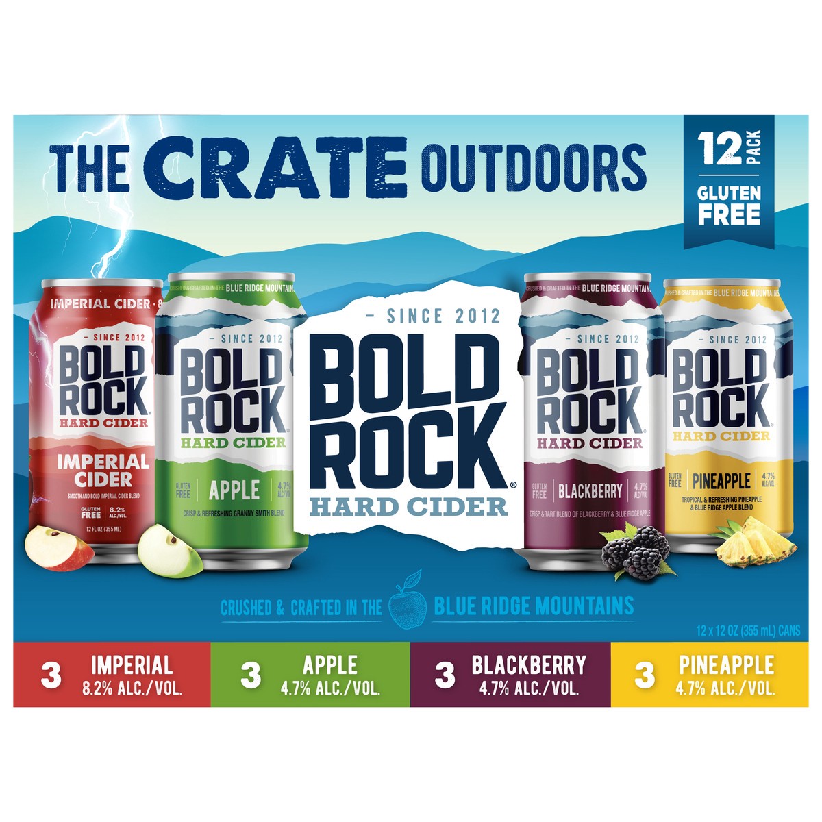 slide 1 of 9, Bold Rock Crate Outdoors Variety 12pk Can, 12 ct