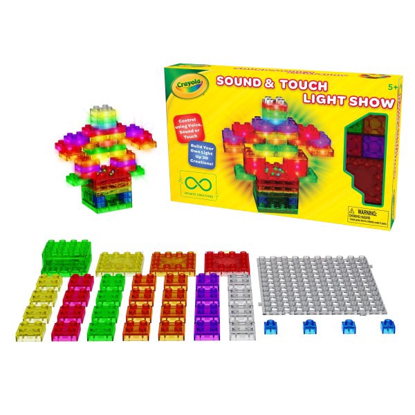 slide 4 of 6, E-Blox Crayola Sound And Touch Lights Building Blocks, Assorted Colors, 1 ct