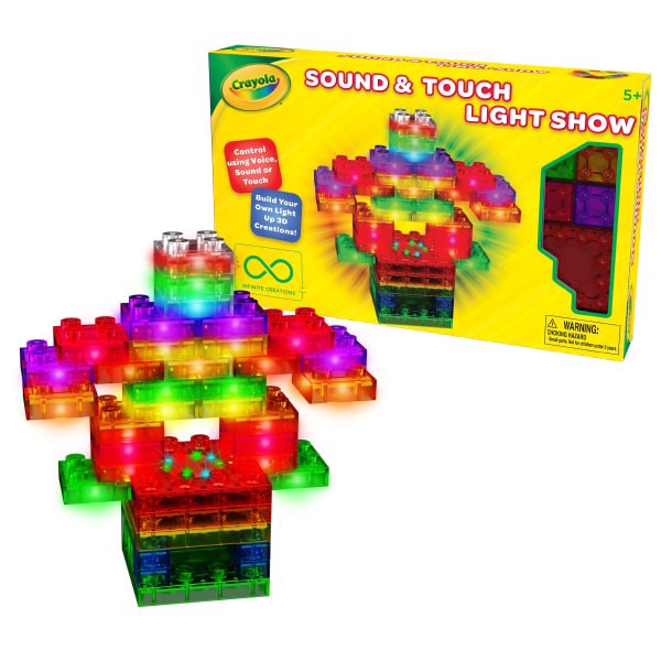 slide 5 of 6, E-Blox Crayola Sound And Touch Lights Building Blocks, Assorted Colors, 1 ct