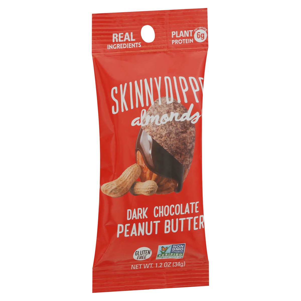 slide 9 of 9, SkinnyDipped Dark Chocolate Peanut Butter Almonds - 1.2oz, 1.2 oz