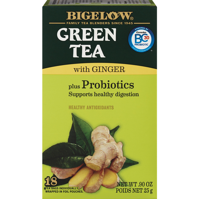 slide 1 of 1, Bigelow Green Tea With Ginger+Probiotics Tea Bags A, 1 ct