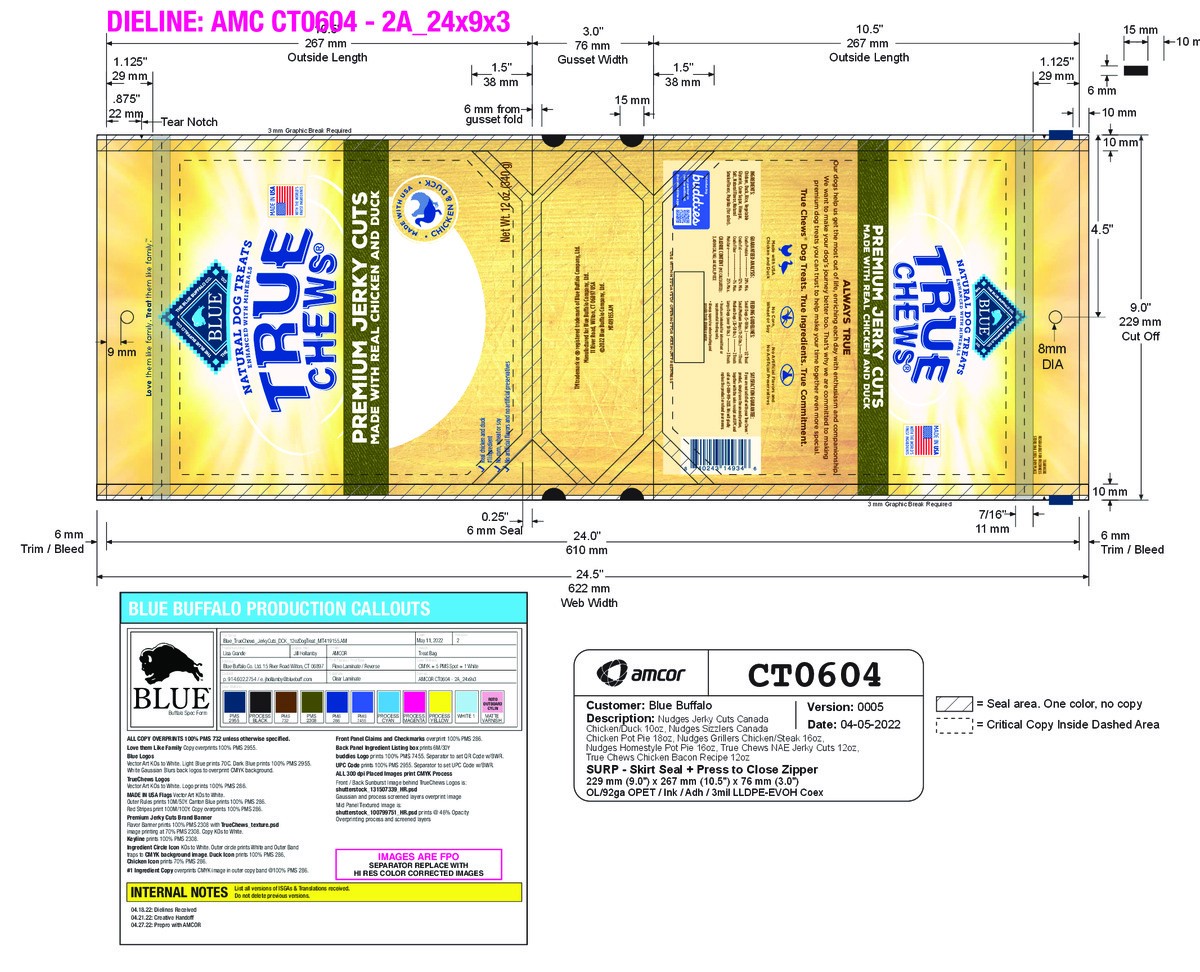 slide 5 of 10, Blue Buffalo True Chews Premium Jerky Cuts Dog Treats, Made in the USA with Natural Ingredients, Duck, 12-oz Bag, 12 oz