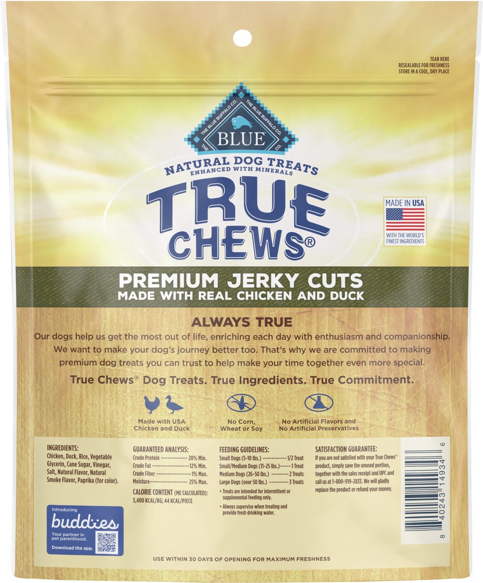 slide 7 of 10, Blue Buffalo True Chews Premium Jerky Cuts Dog Treats, Made in the USA with Natural Ingredients, Duck, 12-oz Bag, 12 oz