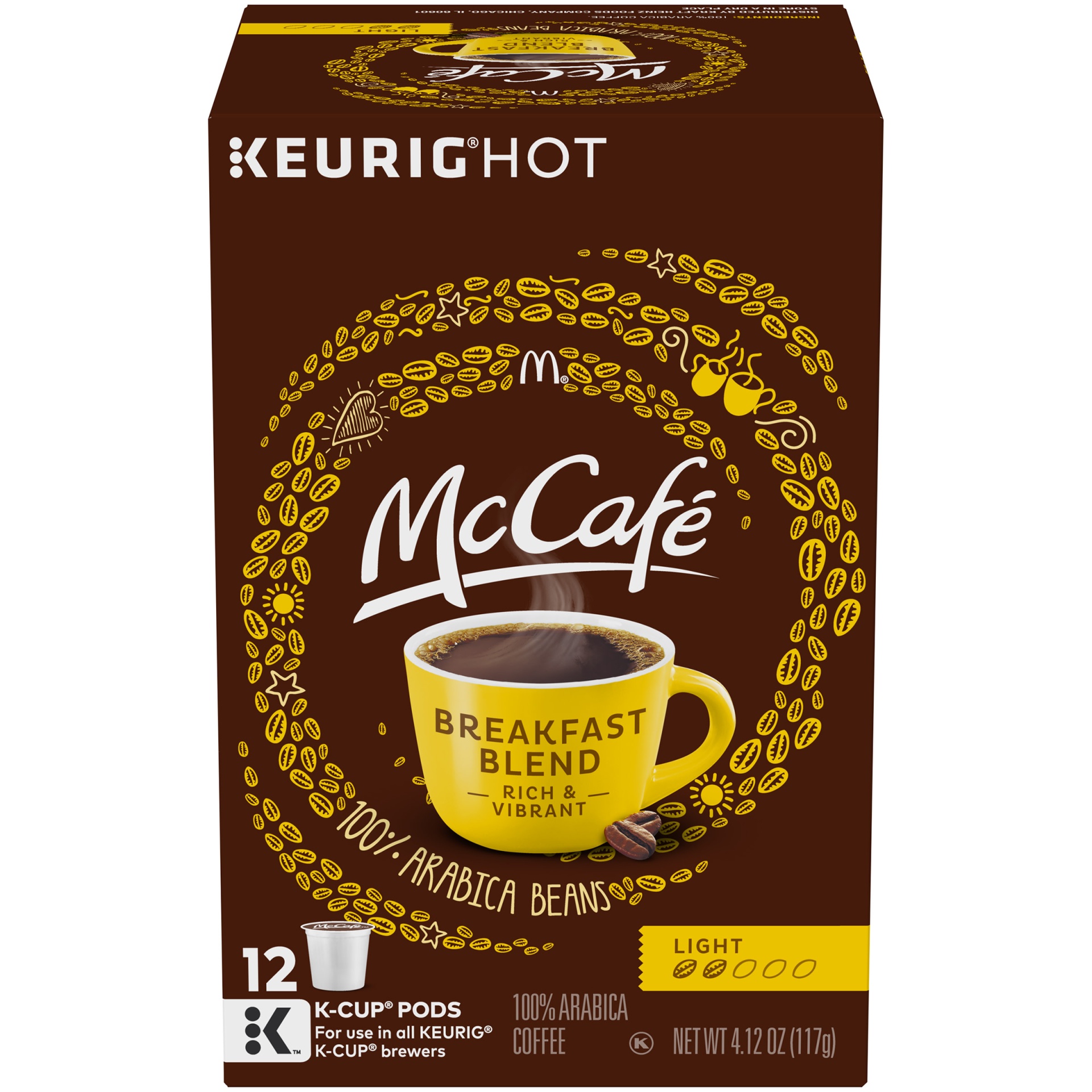 slide 1 of 8, McCafé Breakfast Blend, Single Serve Coffee Keurig K-Cup Pods, Light Roast, 12 Count, 