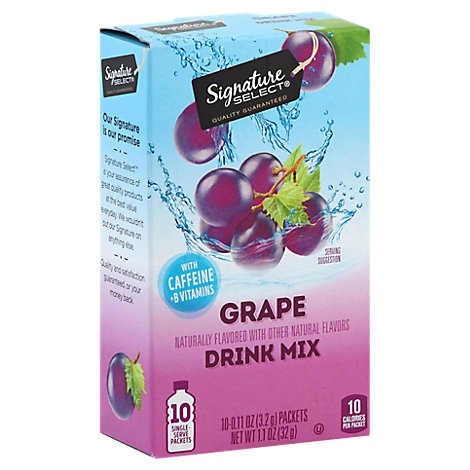 slide 1 of 1, Signature Select Drink Mix Grape W/Caffeine - 10 ct, 10 ct