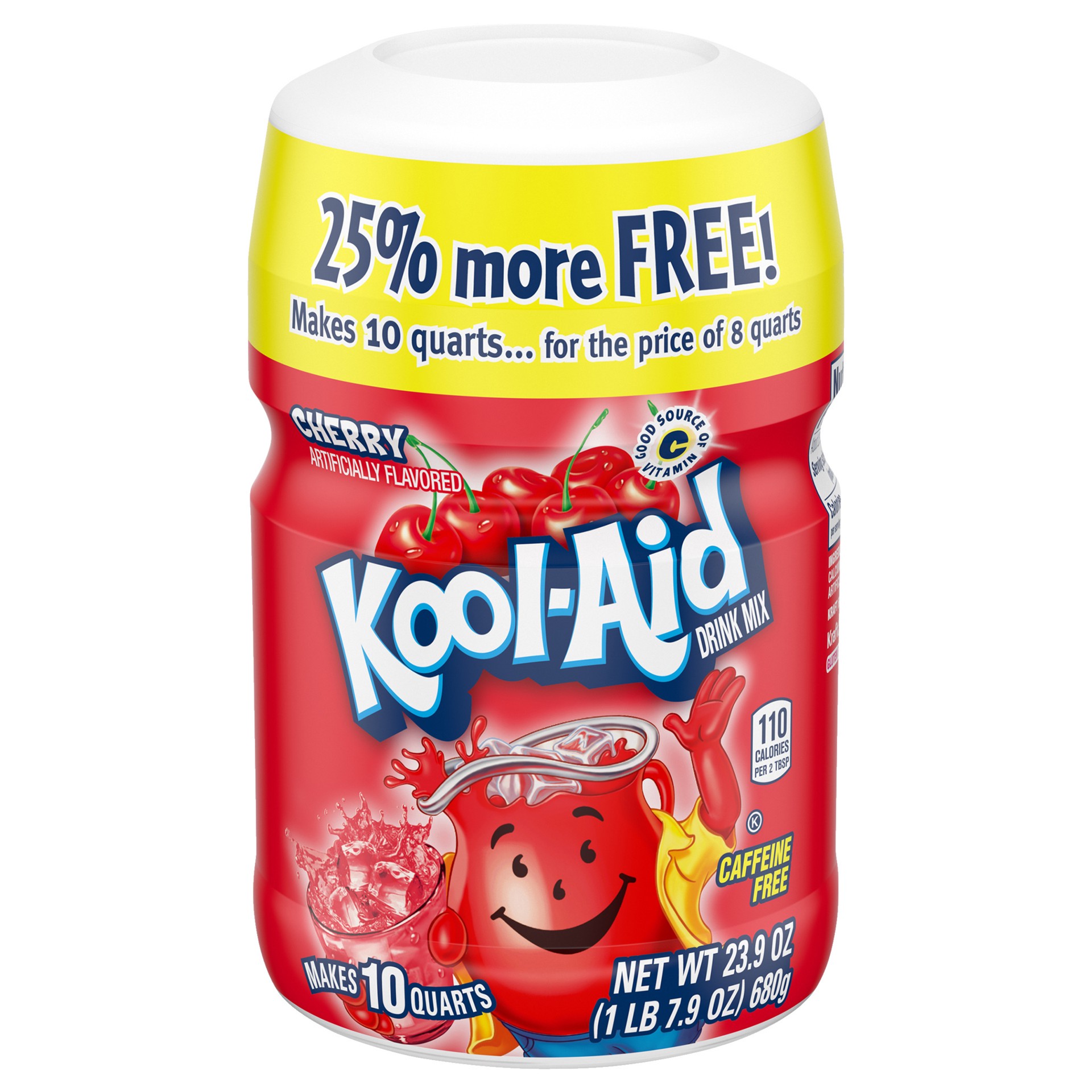 slide 1 of 9, Kool-Aid Sugar-Sweetened Cherry Artificially Flavored Powdered Soft Drink Mix, 23.9 oz Canister, 23.9 oz