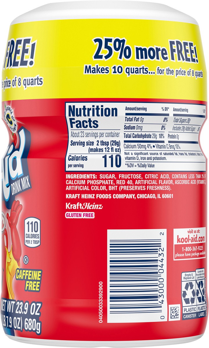 slide 5 of 9, Kool-Aid Sugar-Sweetened Cherry Artificially Flavored Powdered Soft Drink Mix- 23.9 oz, 23.9 oz