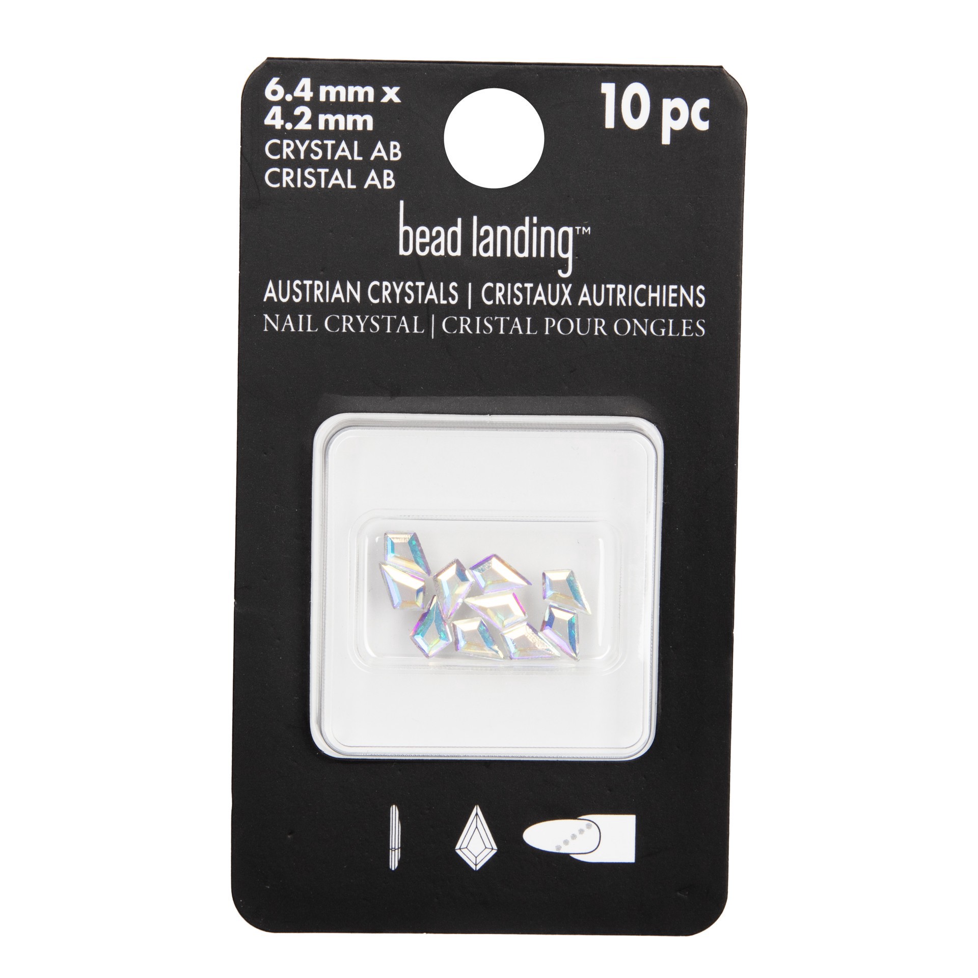 slide 5 of 6, 6.4mm Crystal Ab Kite Glue-On Austrian Crystals By Bead Landing, 10ct., 4 mm