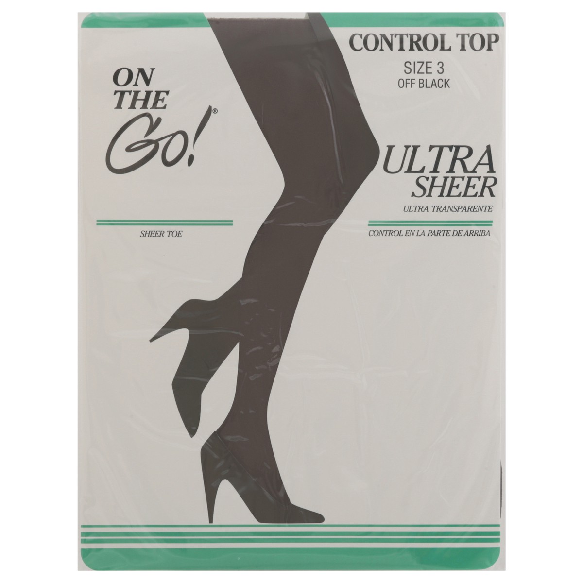 slide 2 of 4, On the Go! Off Black Control Top Sheer Toe Size 3 1 ea, 1 ct