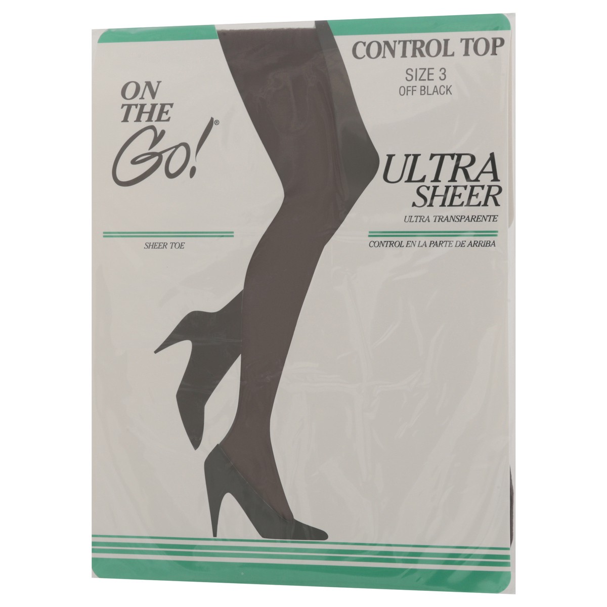 slide 3 of 4, On the Go! Off Black Control Top Sheer Toe Size 3 1 ea, 1 ct