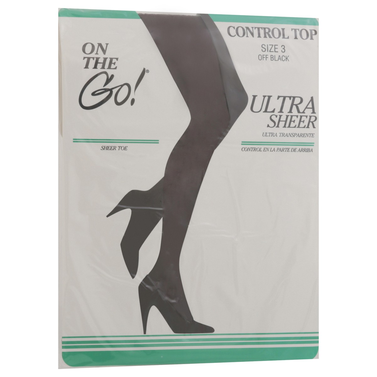 slide 4 of 4, On the Go! Off Black Control Top Sheer Toe Size 3 1 ea, 1 ct