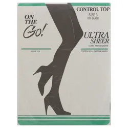 On the Go! Off Black Control Top Sheer Toe Size 3 - 1 ea