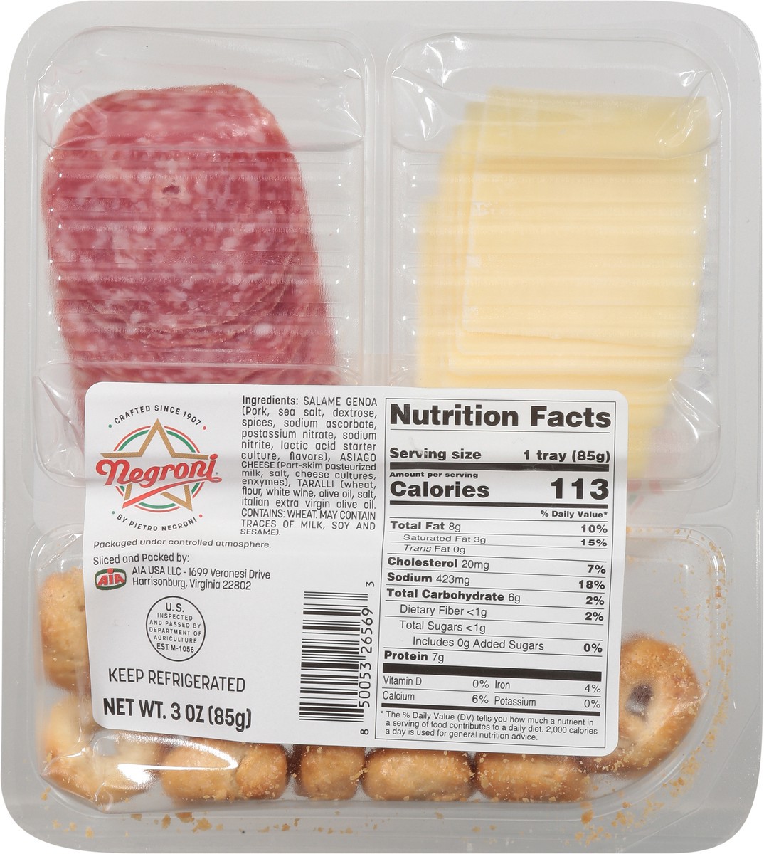 slide 7 of 14, Negroni Salme Genoa Asiago Cheese-Taralli 3 oz, 3 oz