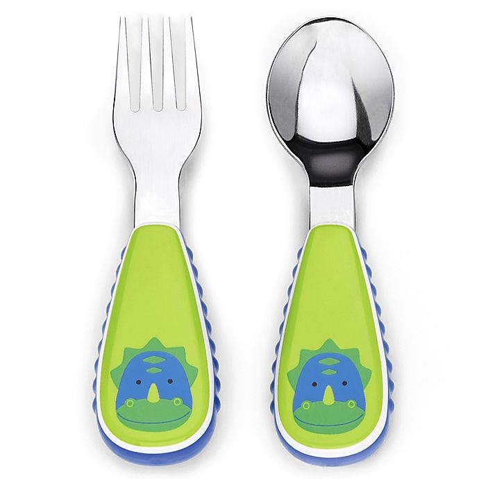 slide 1 of 1, Skip Hop SKIP*HOP Zootensils Little Kid Fork & Spoon - Dino, 1 ct