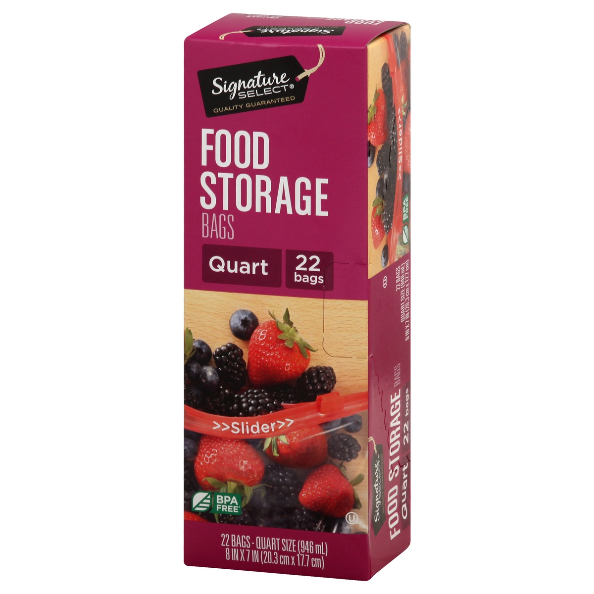 slide 3 of 9, Signature Select Food Storage Bags 22 ea, 