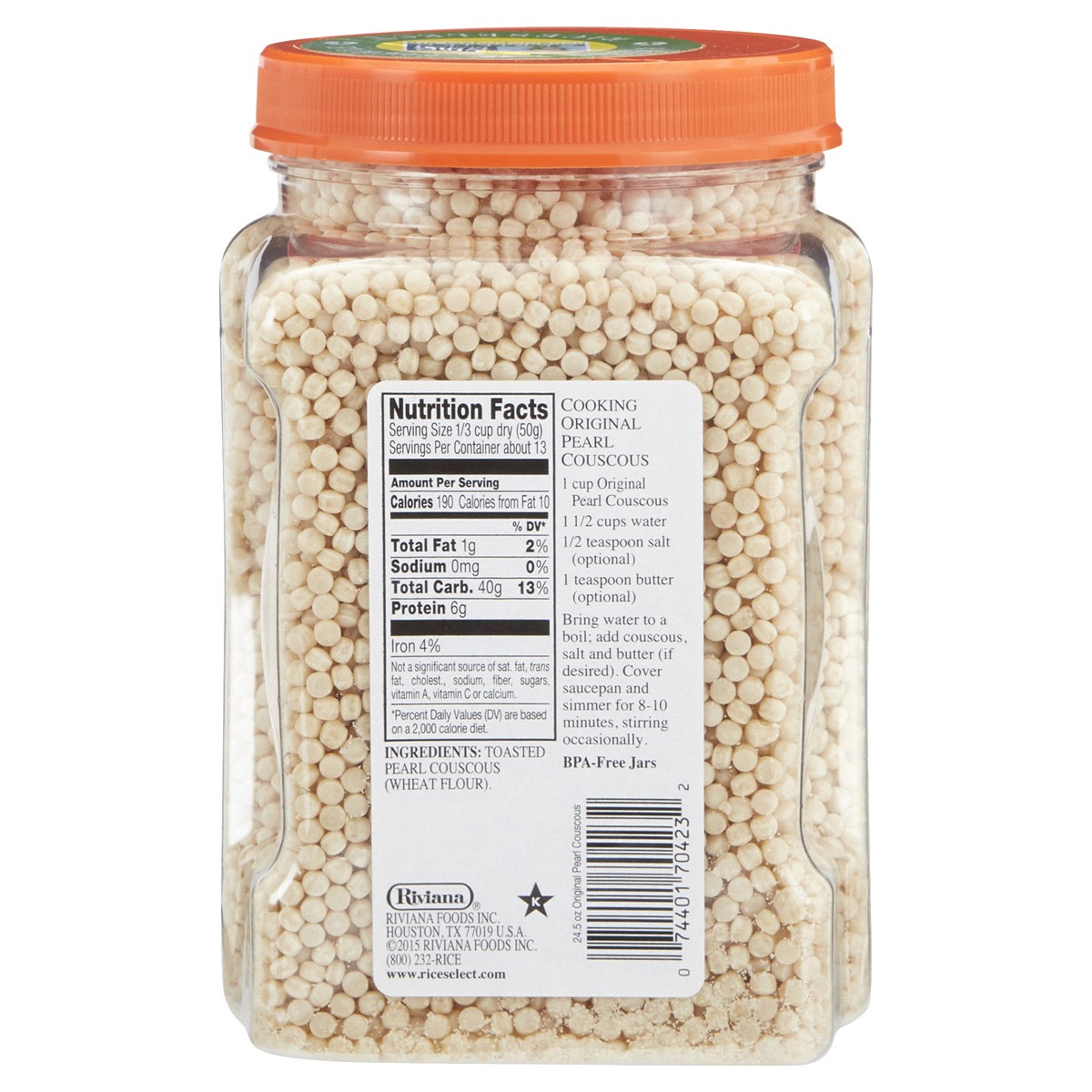 slide 2 of 2, RiceSelect Rice Select Couscous Pearl Plain, 24.5 oz