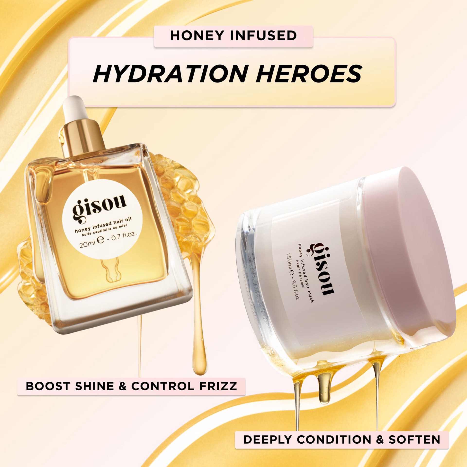 slide 3 of 9, Gisou Honey Infused Hair Mask 7.8 oz/230 mL, 7.8 oz/230 ml