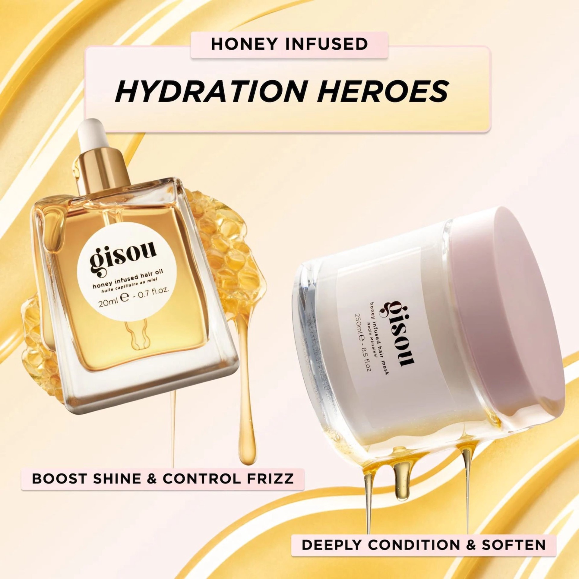 slide 2 of 9, Gisou Mini Honey Infused Hair Mask 2.5 oz/ 75 mL, 2.5 oz/ 75 ml