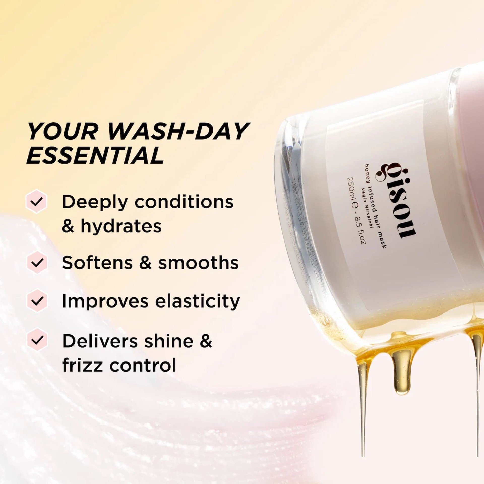 slide 8 of 9, Gisou Mini Honey Infused Hair Mask 2.5 oz/ 75 mL, 2.5 oz/ 75 ml