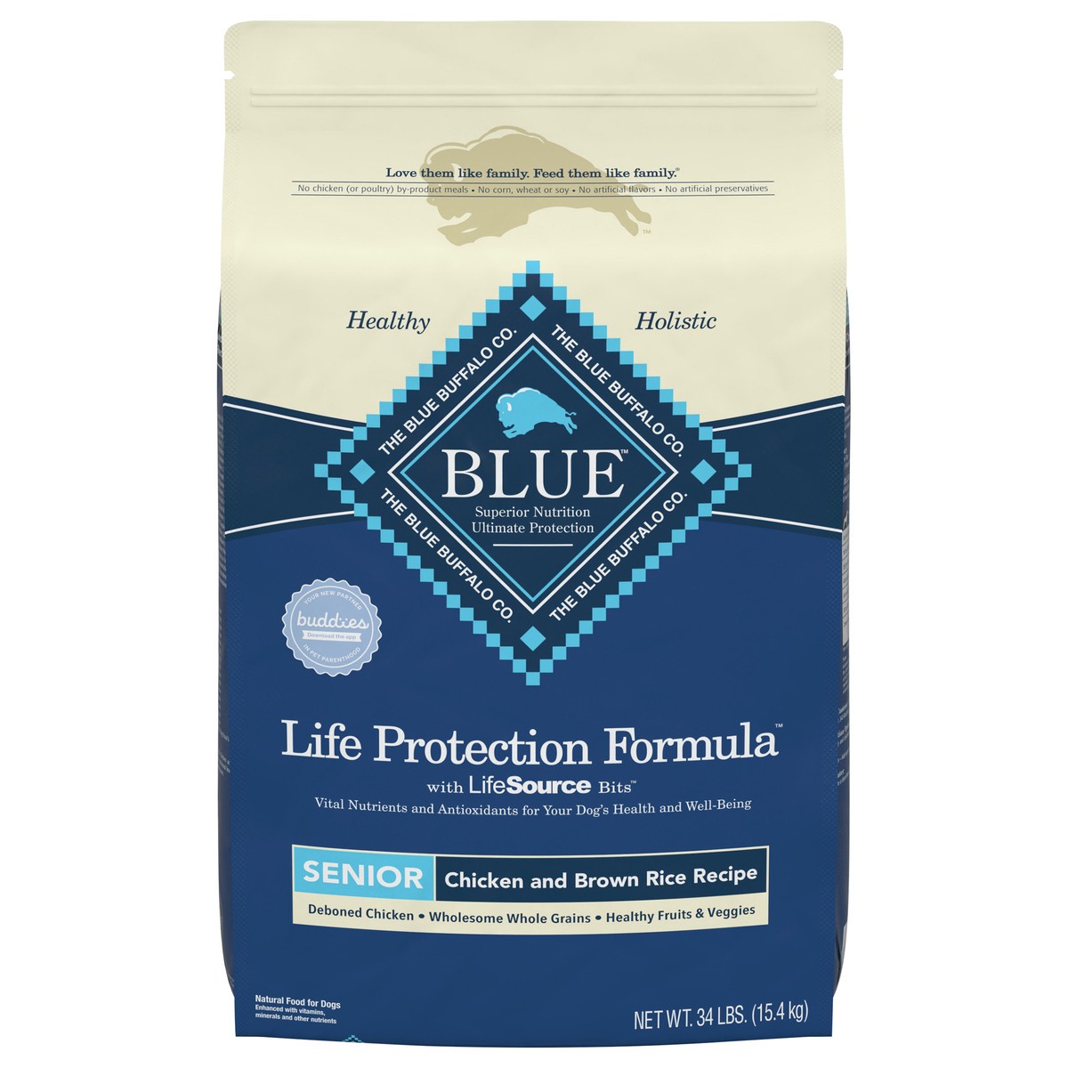 slide 4 of 13, Blue Buffalo Life Protection Formula Senior Dry Dog Food, Supports Joint Health and Mobility, Made with Natural Ingredients, Chicken & Brown Rice Recipe, 34-lb Bag, 34 lb