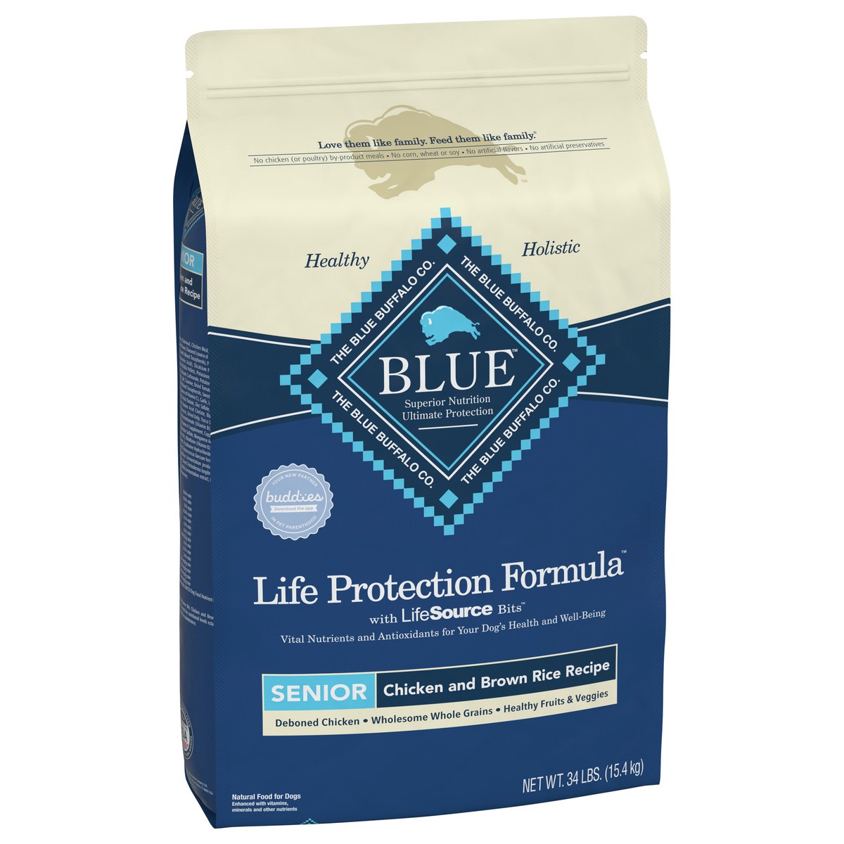 slide 11 of 13, Blue Buffalo Life Protection Formula Senior Dry Dog Food, Supports Joint Health and Mobility, Made with Natural Ingredients, Chicken & Brown Rice Recipe, 34-lb Bag, 34 lb