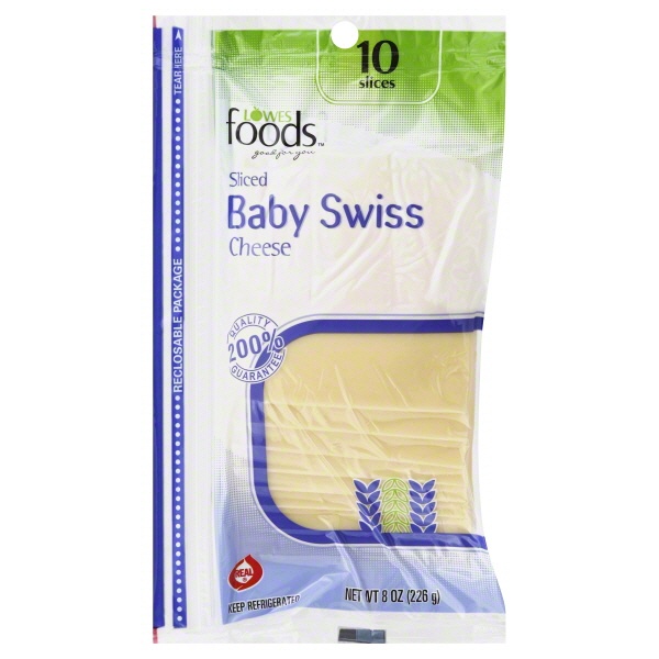 slide 1 of 1, Lowes Foods Cheese Slices Baby Swiss, 8 oz