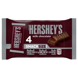 Hershey's Milk Chocolate Snack Size Candy Bars, 4 Count, 0.45 oz