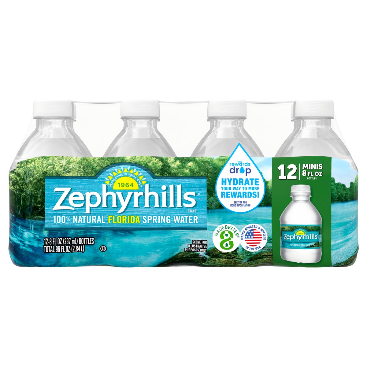 slide 1 of 5, Zephyrhills Brand 100% Natural Spring Water, 8-ounce mini plastic bottles (Pack of 12), 8 oz